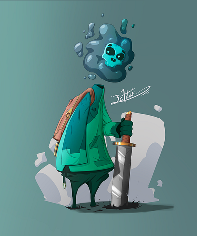 Bubble Skull character design illustration
