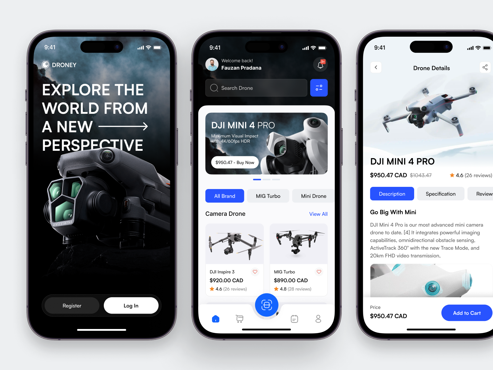Droney - Drone E-Commerce App action camera aircraft controller app design camera camera drone dji drone drone app drone controller drone e commerce e commerce marketplace mavic mobile app online shop online store product app sales product shop store app