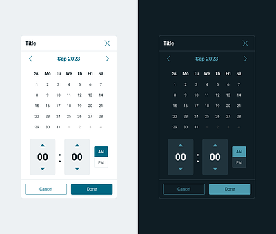 Date and Time Picker Theming dark mode date picker design system light mode theming time picker ui component