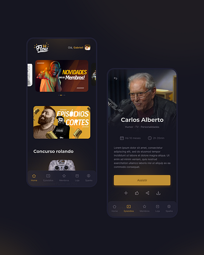 Flow Podcast app app dark mode flow mobile podcast streaming ui ux