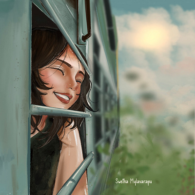 Whispers of the Rails character character illustration digital art freehand style graphic design illustration procreate