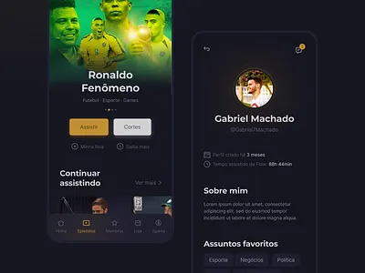 Flow Podcast app about flow podcast podcast profile streaming tags ui ux