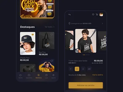 Flow Podcast app app dark mode e commerce flow podcast podcast shopping ui ux