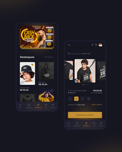 Flow Podcast app app dark mode e commerce flow podcast podcast shopping ui ux