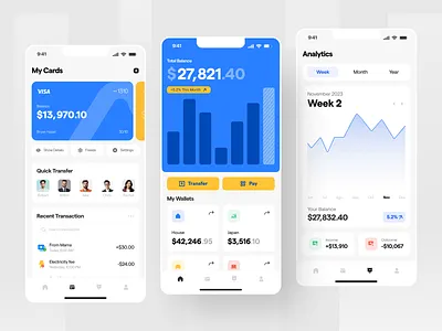 E Wallet Mobile App Design analystic bar chart clean e wallet app e wallet desain e wallet mobile app home home screen mobile mobile app my card transfer ui user interface wallet
