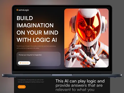 astraLogic - AI Landing Page 3d ai ai design ai figma ai landing page ai ui ai website chat bot clean dark mode dark ui illustration landing page minimal ui ui design ui ux ux website