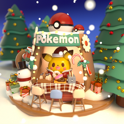3d Christmas Pokemon 3d branding graphic design