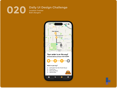 Daily UI 020 - Location Tracker bobs burgers burgers cartoon daily ui 020 daily ui 20 dailyui food location tracker online order tv show ui visual design