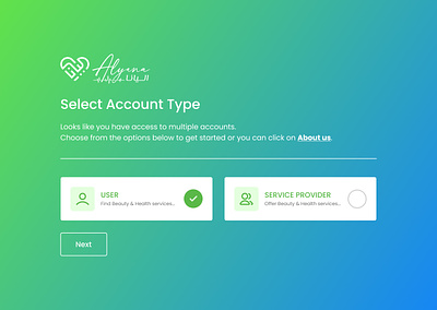 Select Account Type - Alyana account type branding design graphic design landing page layout ui web design