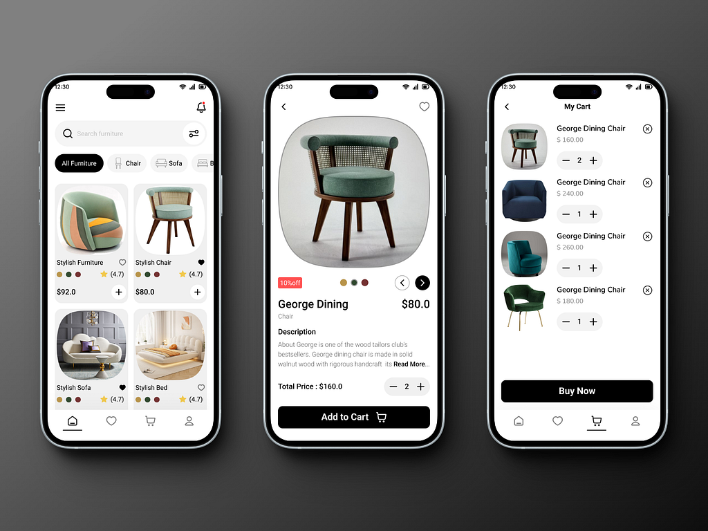 Furniture app ui/ux design by Tipu Rishi on Dribbble