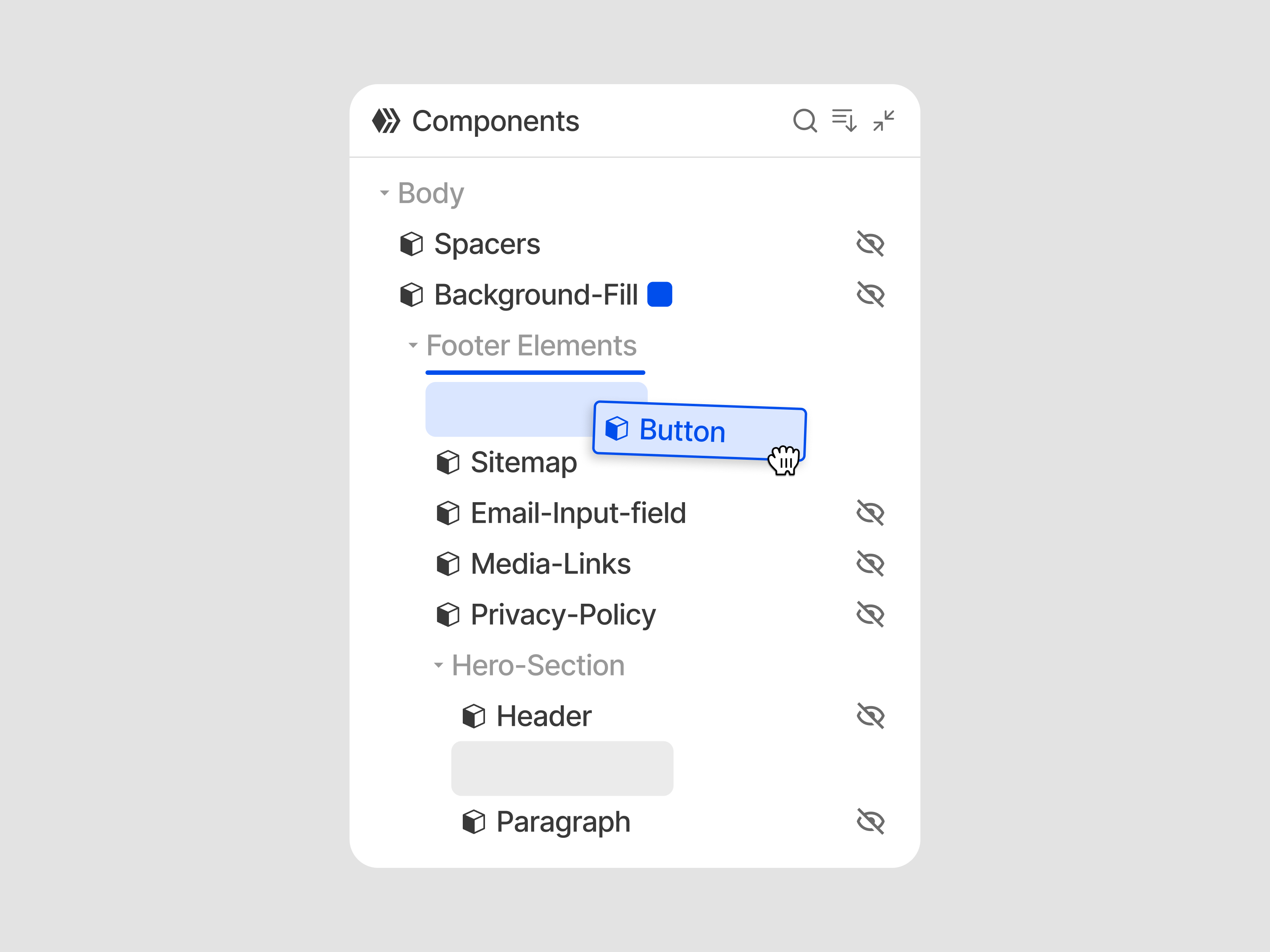 Components - Layers app bar clean component design design system elements figma icons landing page layer light mode minimalist modal platform sidebar ui ui design ui kit widget