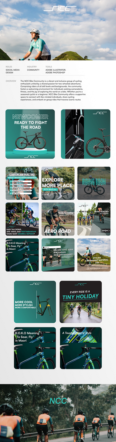 NCC Bikes adobe illustrator black branding community cycle cycling explore flat design graphic design green indonesia instagram ncc social media travel