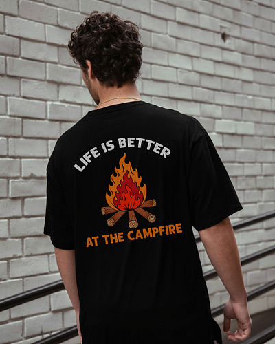 Campfire T-shirt Design adventure camp campfire camping custom design design fire graphic design illustration tshirt tshirtdesign typography wood