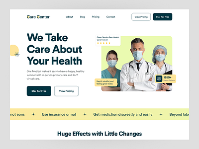 Healthcare Landing page care center design header health healthcare hospital landing page medical treatment ui design ui visual design web design website design wellness