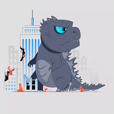 Monster ravages the city alphabet animation city flat illustration monster motion motion graphic ragages