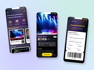 Event App Design app design booking app clean concert entertainment event event app event app ui design event mobile app events application meet ups mobile app mobile app design music app party ticket booking typography ui ui design uiux