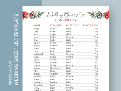 Winter Wedding Guest List Free Google Docs Template attendance docs document free google docs templates free template free template google docs google google docs guest guest list guests invitation list print printing template templates wedding wedding guest list winter