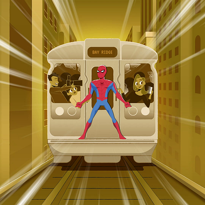 Spider-Man saves people on the train 2d alphabet animation flat gif illustration motion motion graphic save spider spiderman train