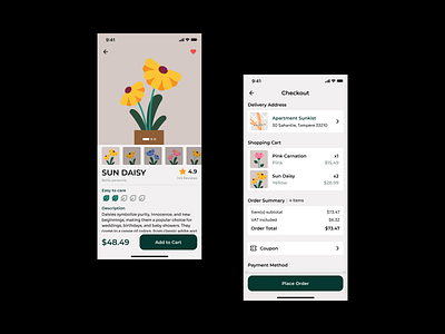 Flower E-commerce App II | Fleur branding design e commerce ecommerce fleur flower graphic design mobile mobile app product design shop simple ui