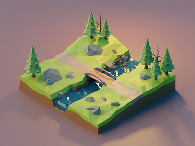 Low Poly Forest 3d blender diorama illustration lowpoly polygonrunway