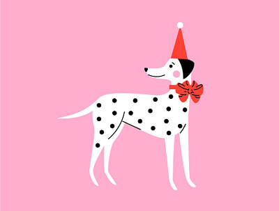 Christmas Dalmatian dog abstract cartoon christmas dalmatian design dog flat geometric holidays illustration puppy santa white