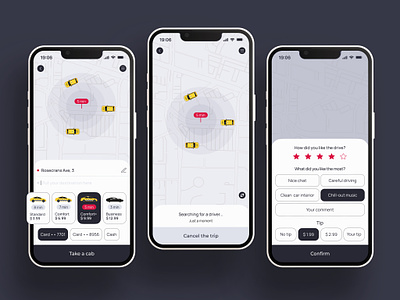 Taxi iOS App app cab car drive feedback ios mobile order taxi tips travel trip uber ui ux