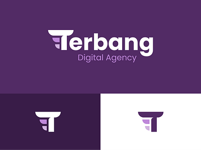 Terbang Digital Agency Logo minimalism logo modern logo t and wings logo t letter t logo wings logo