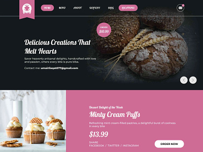 Bakery Landing page - Artisan Desserts and Custom Creations bakery bakery landing page bakery site bakery webpage bakerywebsite landing page sweets website webdevelopment