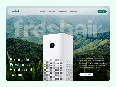 freshair - Hero Section Design Exploration air purifier design fresh freshair hero section home page landing page product page ui uiux upscalix ux website