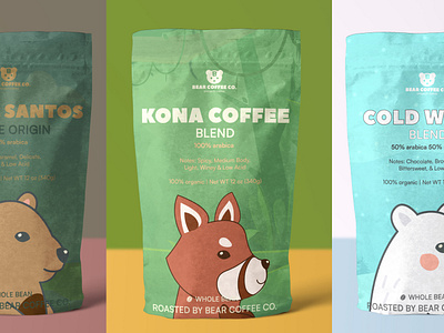 Bear Coffee Co. adobe illustrator bear branding coffee coffeebag colorful cute flat design fun graphic design illustration indonesia logo mockup natural nature vector