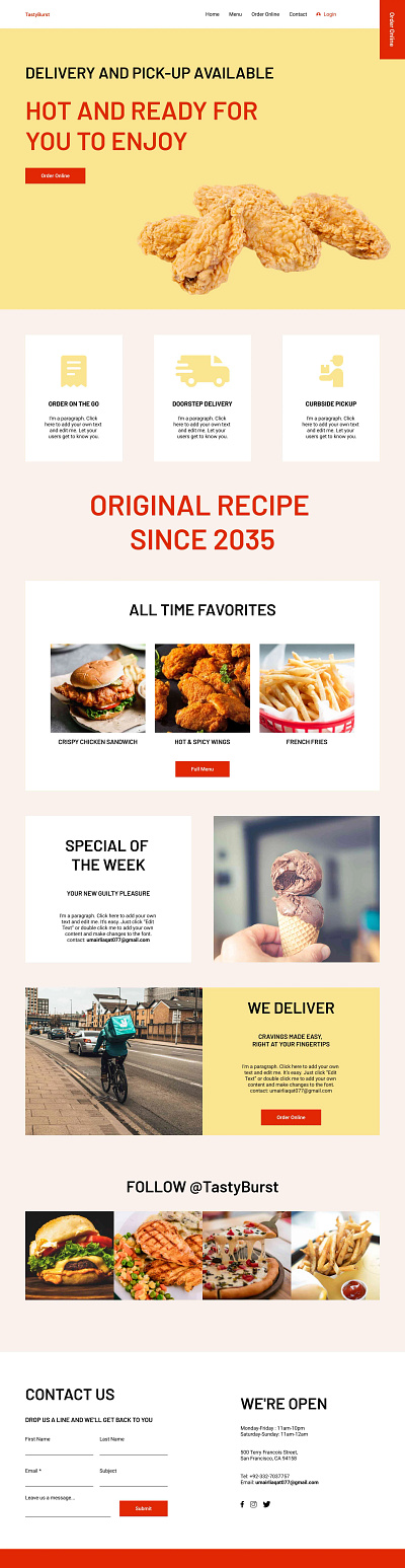 Fast Food Web Design Experience 🍔 fast food fast food landing page fast food website food homepage landing page restaurant landing page restaurant website