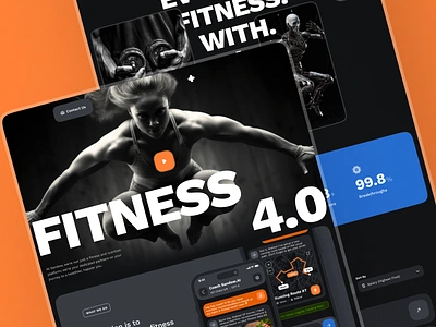 sandow: AI Fitness & Nutrition Website | AI AI Coach Assistant ai fitness assistant blue bold dark exercise fitness fitness ai fitness app fitness assistant fitness coach fitness data fitness landing page fitness website minimal orange sport ui kit virtual fitness virtual fitness ai virtual fitness coach