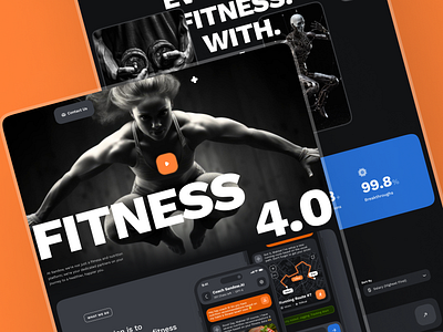 sandow: AI Fitness & Nutrition Website | AI AI Coach Assistant ai fitness assistant blue bold dark exercise fitness fitness ai fitness app fitness assistant fitness coach fitness data fitness landing page fitness website minimal orange sport ui kit virtual fitness virtual fitness ai virtual fitness coach