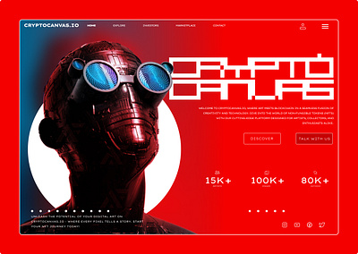 Crypto canvas landing page 3d branding graphic design ui