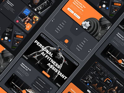 sandow: AI Fitness & Nutrition Website | Fitness AI Assistant UI ai coach ai fitness ai fitness assistant ai fitness chatbot blue bold dark fitness fitness analytics fitness data fitness landing page fitness website gym landing page orange tech ui kit virtual coach virtual fitness web design