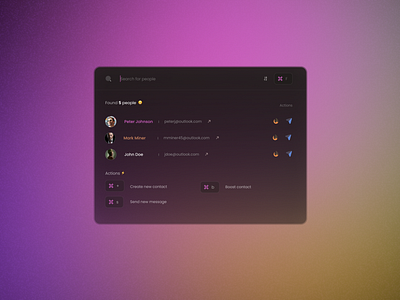 Daily UI - Search bar clean components daily dailyui dark mode email finder list minimal modal people search search bar send shortcut ui uiux ux web