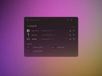 Daily UI - Search bar clean components daily dailyui dark mode email finder list minimal modal people search search bar send shortcut ui uiux ux web