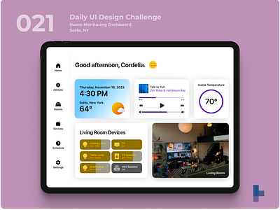 Daily UI 021 - Home Monitoring Dashboard aesthetic daily ui 021 daily ui 21 dailyui home smart home smart monitoring dashboard ui visual design