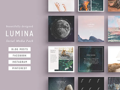 LUMINA Social Media BUNDLE blog blogger branding clean facebook graphic design illustration instagram luna modern moon online pinterest socialmedia template templates ui