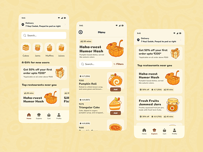 Bakery App (Kawaii) app bakery cute app cute design cute ui explore food kawaii app kawaii design kawaii ui salmanwap ui design