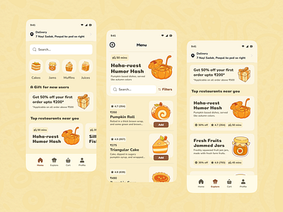 Bakery App (Kawaii) app bakery cute app cute design cute ui explore food kawaii app kawaii design kawaii ui salmanwap ui design