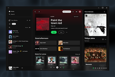 Spotify - Web Player artist design home page landing page music song spotify ui uiux ux website website design