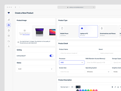 Upload Product - Form add item add product create item create product dashboard form new item new product product saas saas dashboard