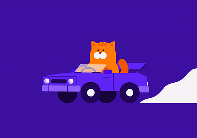 Racer Cat after effects animals animation car cartoon cartoon animation cat character animation character design cute motion 2d motion design motion graphics racing riding vector art vector illustration