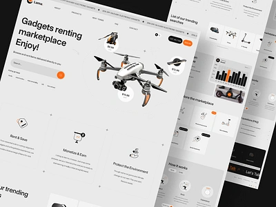 Gadget Renting Website design drone e commerce earn gadget gadget rent invest marketplace online product rent renting ui ux design vr web web design website