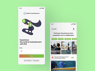 OLE - Mobile App Design app design ecommerce green guidance mobile app store ui