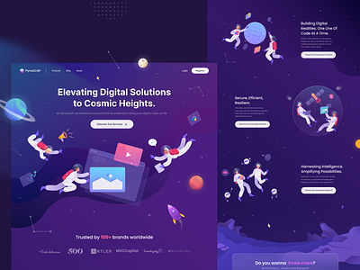 Landing Page Design Exploration for Digital Solutions astronaut color design digital figma gradient illustration landing page solution space ui ux web website