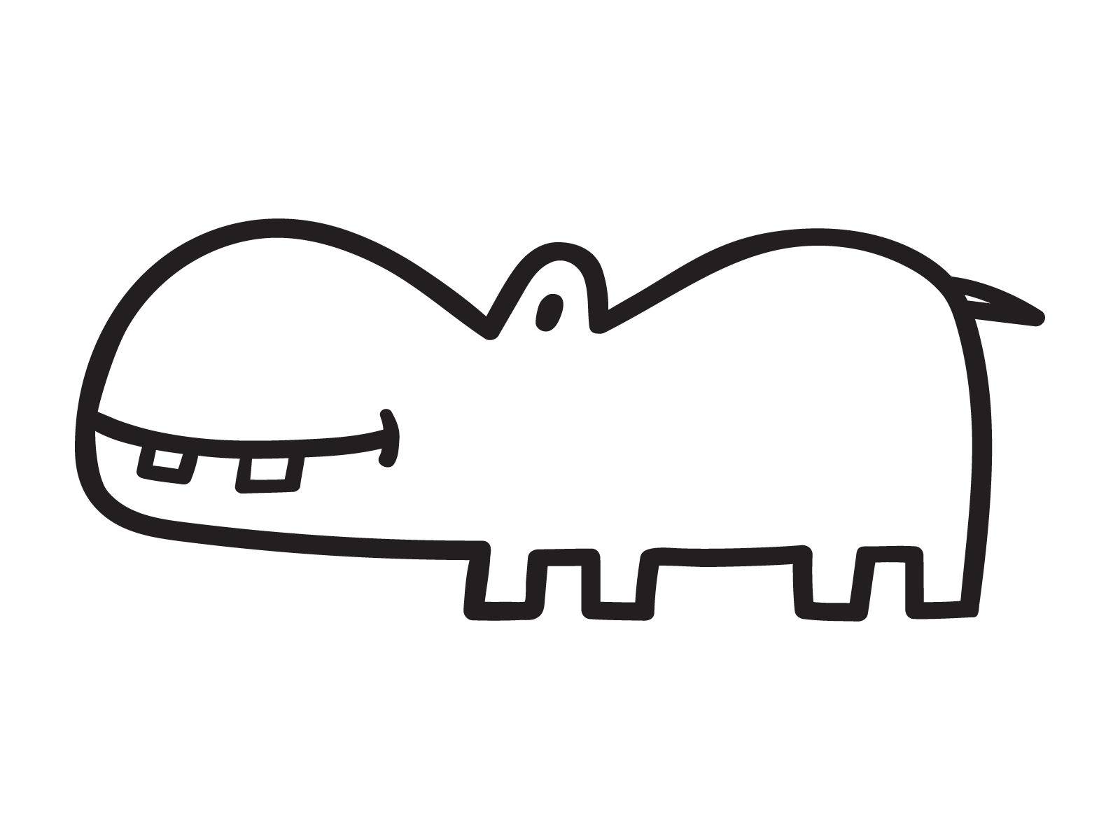 Hippo animal black branding cute design fun graphic design icon illustration line logo mark sign simple symbol vector