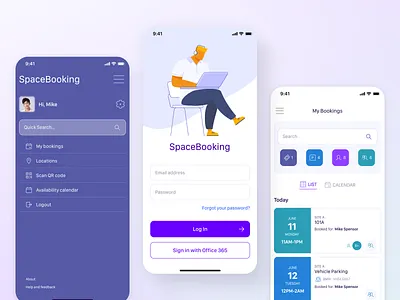 SpaceBooking — space utilization management system booking app interface design mobile app office management app real estate app ui design user interface ux design uxui design web application design web platform design workspace management