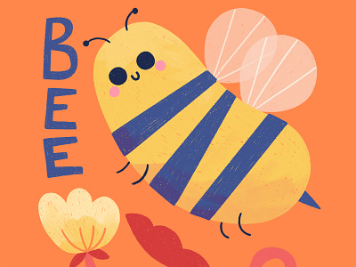 Peachtober - Bee Illustration bee bug cute fun illustration kid nature procreate youth